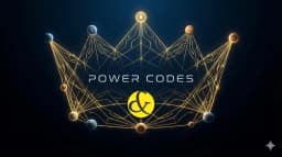 A futuristic, digital astrology concept art showing planetary orbits connecting to form a glowing geometric "Code," symbolizing the Raj Yoga and Success patterns in a birth chart.