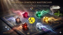 | A highly detailed infographic layout of 9 Vedic gemstones  |