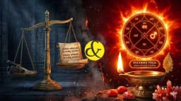 | Vedic illustration showing the balance of Karma, the fiery |