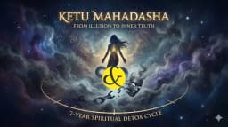 An astrological illustration of a silhouette meditating in a cosmic void, representing the detachment and spiritual depth of Ketu Mahadasha.