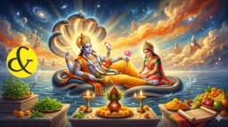 | A glowing depiction of Lord Vishnu on a lotus flower       |