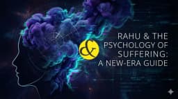 A conceptual illustration of a human silhouette with a smoky, digital cloud replacing the brain, symbolizing Rahu's influence on the mind and modern illusion.