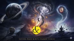An astrological infographic showing three distinct paths: a slow winding road (Saturn), a sudden lightning bolt (Rahu), and a pair of scissors cutting a rope (Ketu).