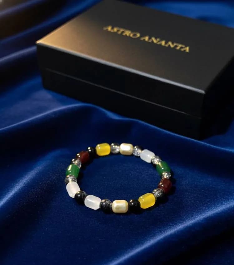 Premium Navagraha Shanti Bracelet with multi-colored stones