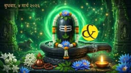Emerald green astrological theme with Shivling representing Wednesday 04 March 2026.