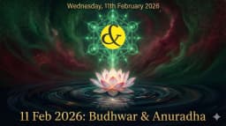 Lotus symbol of Anuradha Nakshatra and Mercury Green representing Wednesday 11th February 2026 astrology.
