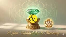 Lord Ganesha and Dhanishtha Nakshatra symbols representing 21st January 2026 astrology.
