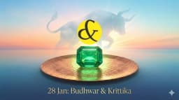 Green Emerald and Copper symbols representing Wednesday 28th January 2026 astrology.