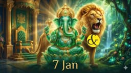 Lord Ganesha and Golden Lion representing the astrology of 7th January 2026.