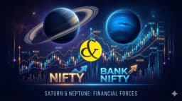 Stock market astrology 2026 showing Saturn Neptune impact on Nifty and Bank Nifty charts