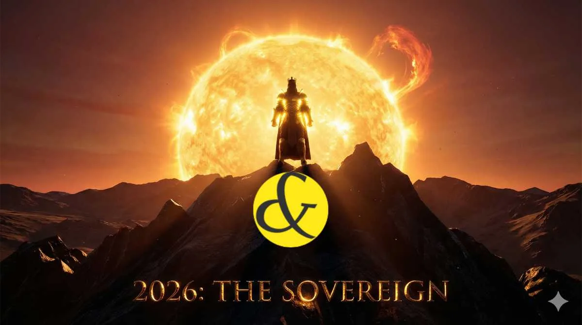 Golden armor and a rising sun representing the sovereign energy of 2026.