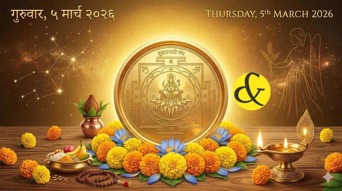 Golden Jupiter theme astrological chart representing Thursday 05 March 2026.