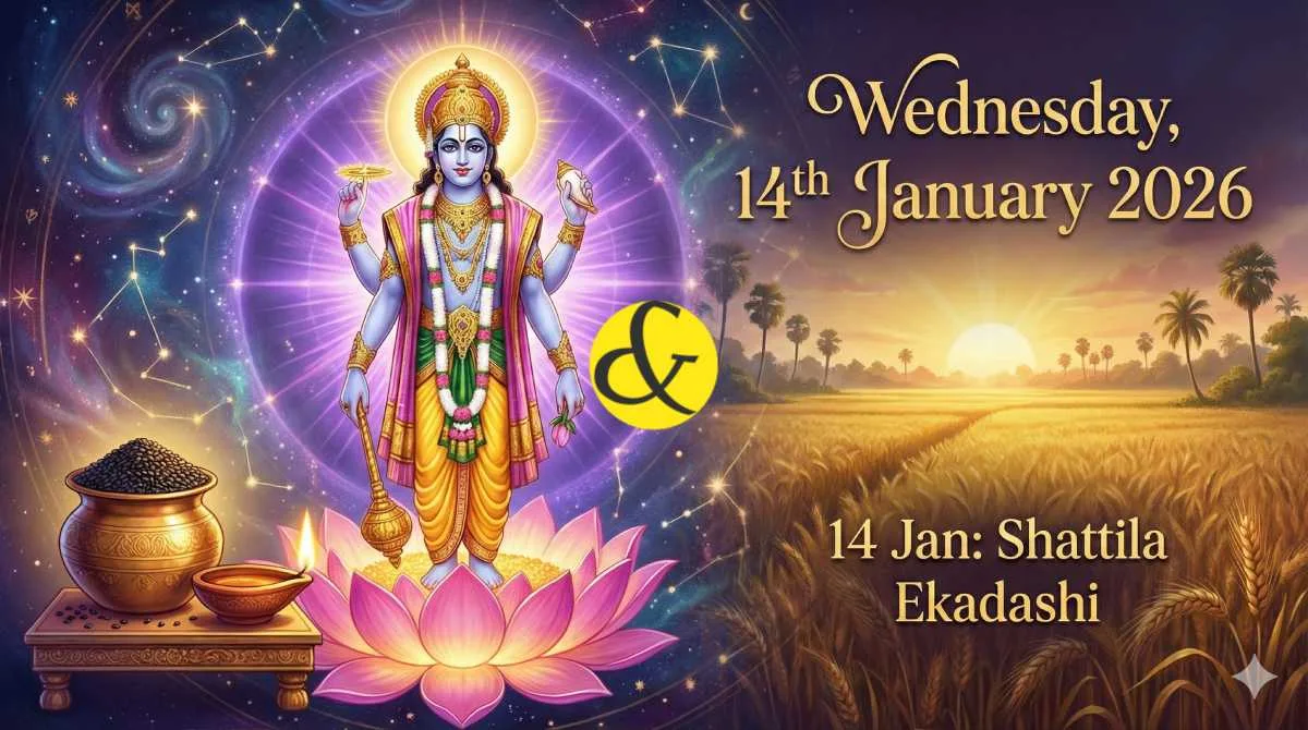 Lord Vishnu and Sesame seeds representing Shattila Ekadashi on 14th January 2026.