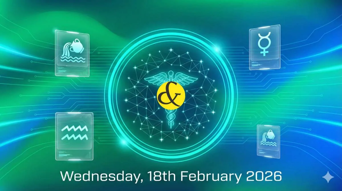 Shatabhisha Nakshatra and Mercury symbols for Wednesday 18th February 2026.