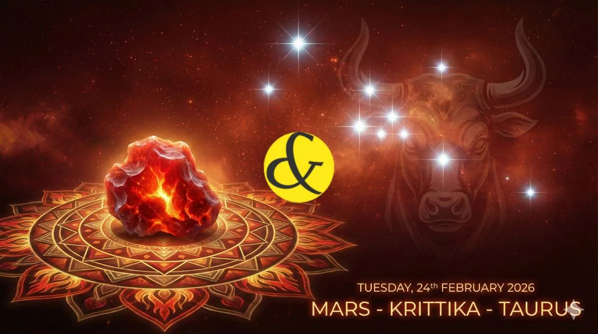 Crimson red astrological theme representing Tuesday 24th February 2026.