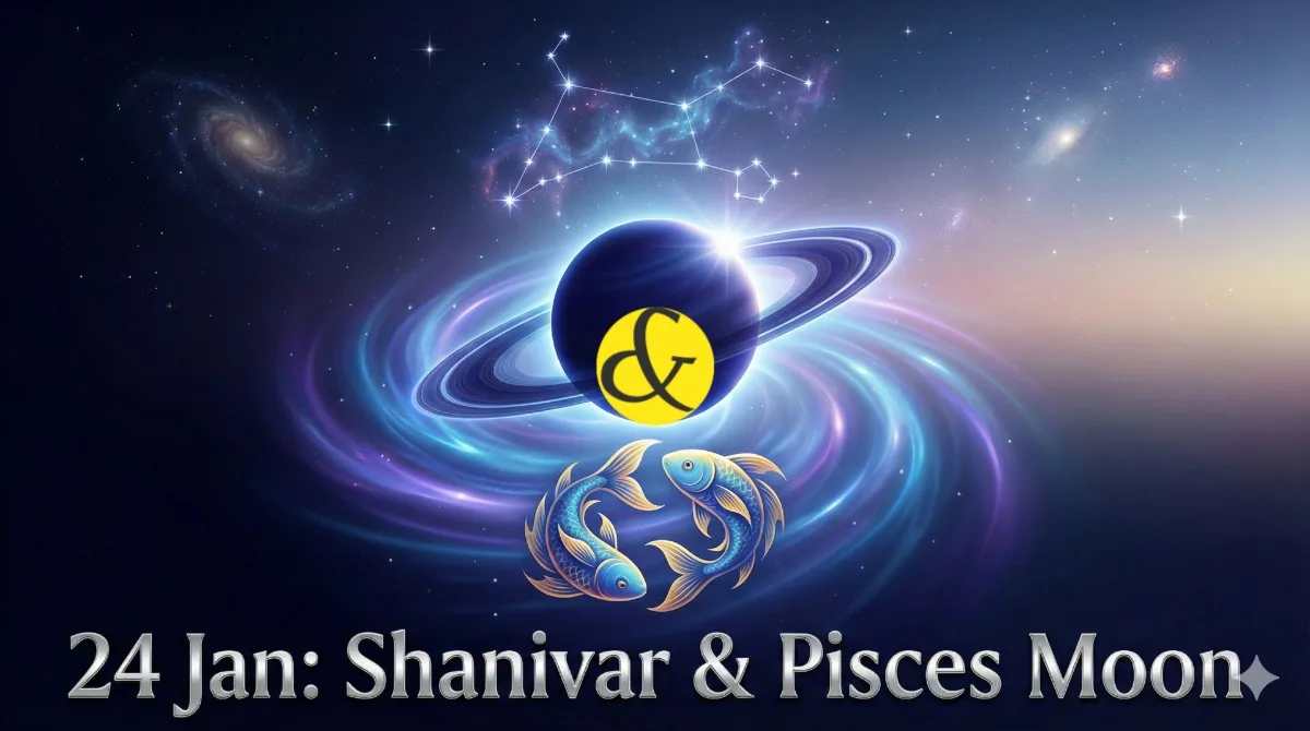 Saturn and Pisces symbol representing 24th January 2026 astrology.
