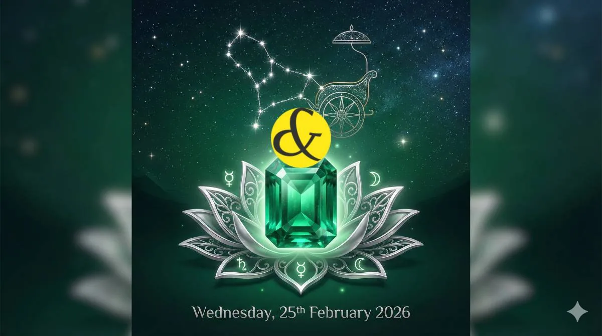 Emerald Green astrological theme representing Wednesday 25th February 2026.