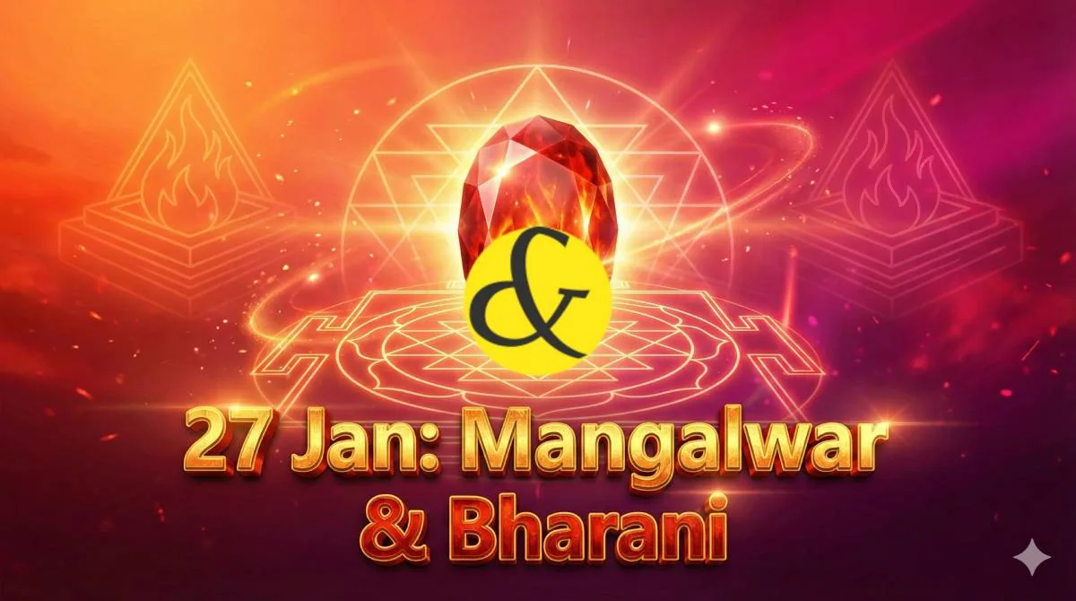 Red Coral and Mars symbols representing Tuesday 27th January 2026 astrology.