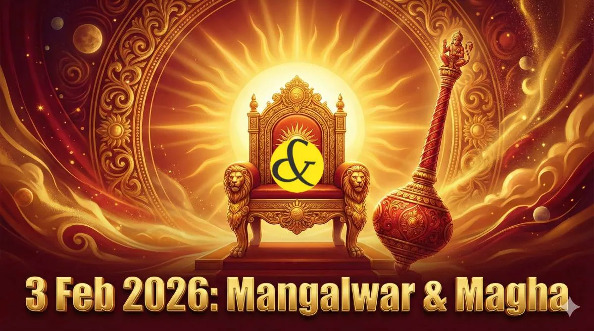 Royal Throne and Red Mace symbols representing Tuesday 3rd February 2026 astrology.