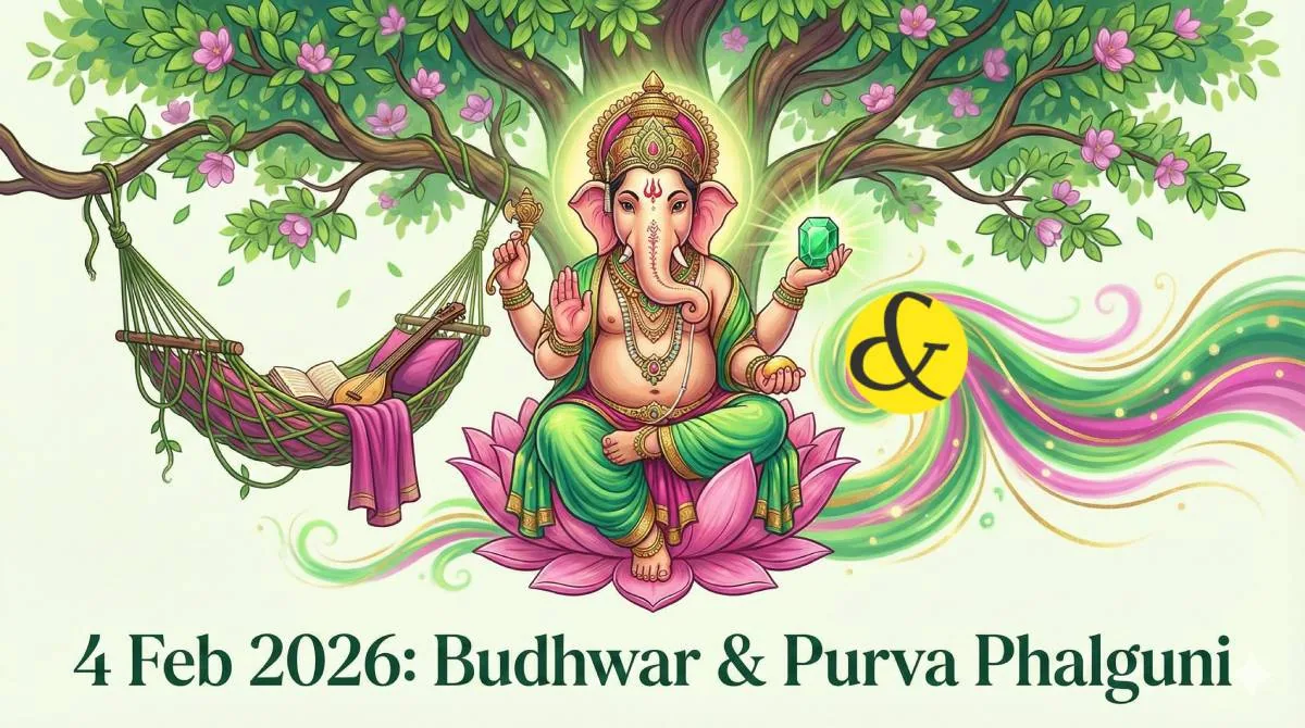 Lord Ganesha and Green Emerald representing Wednesday 4th February 2026 astrology.