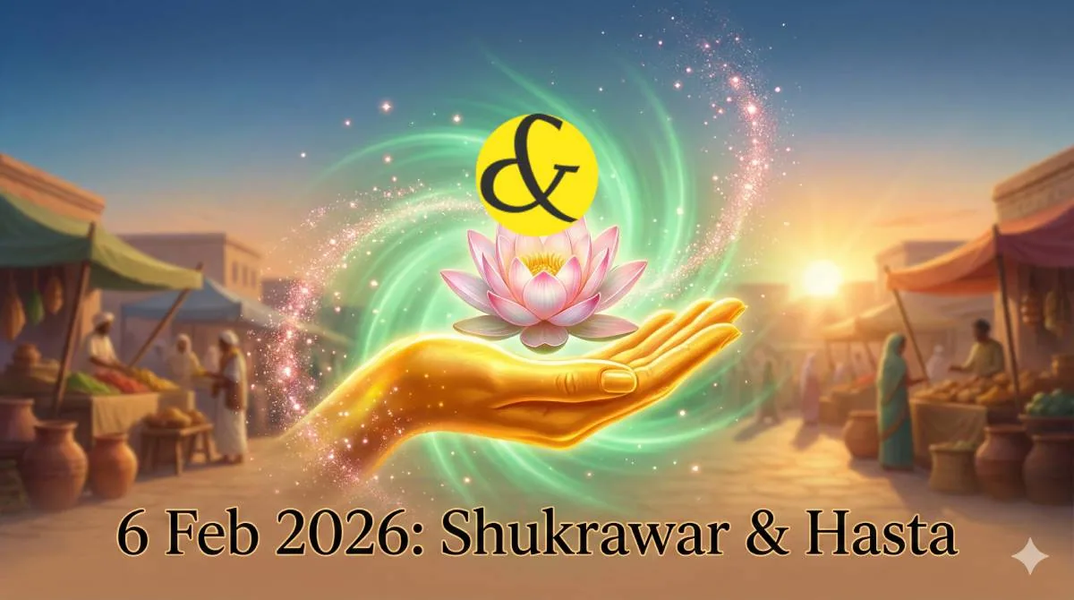Golden Hand symbol representing Hasta Nakshatra and Friday 6th February 2026 astrology.