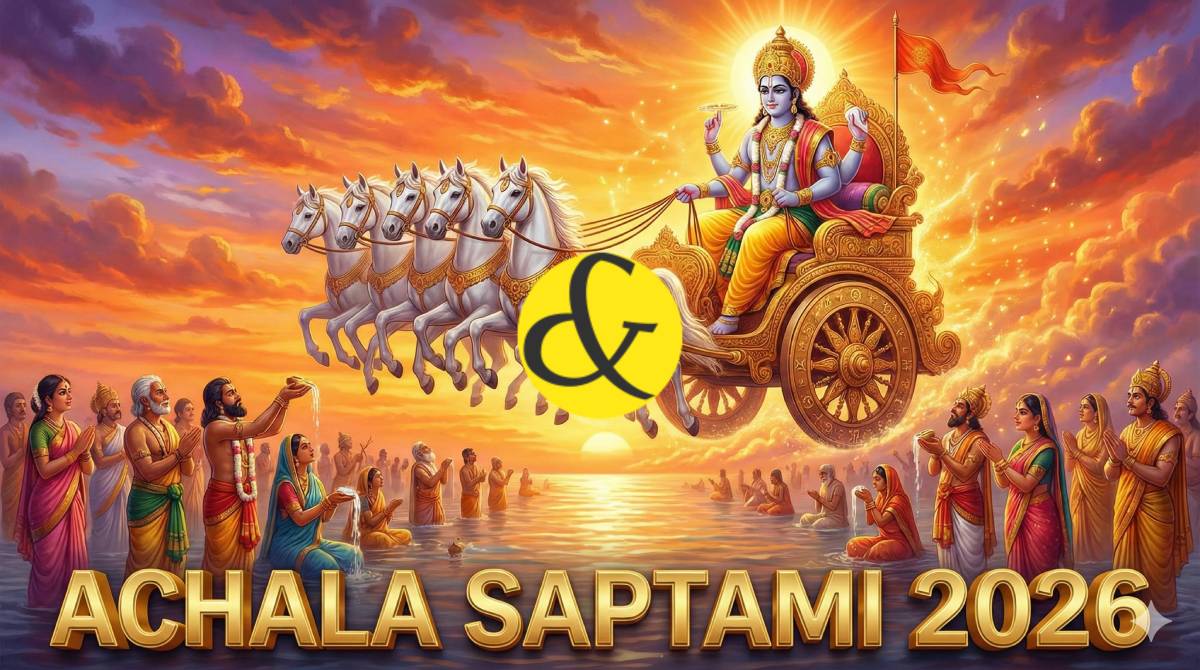 Lord Surya on his seven-horse chariot celebrating Achala Saptami.