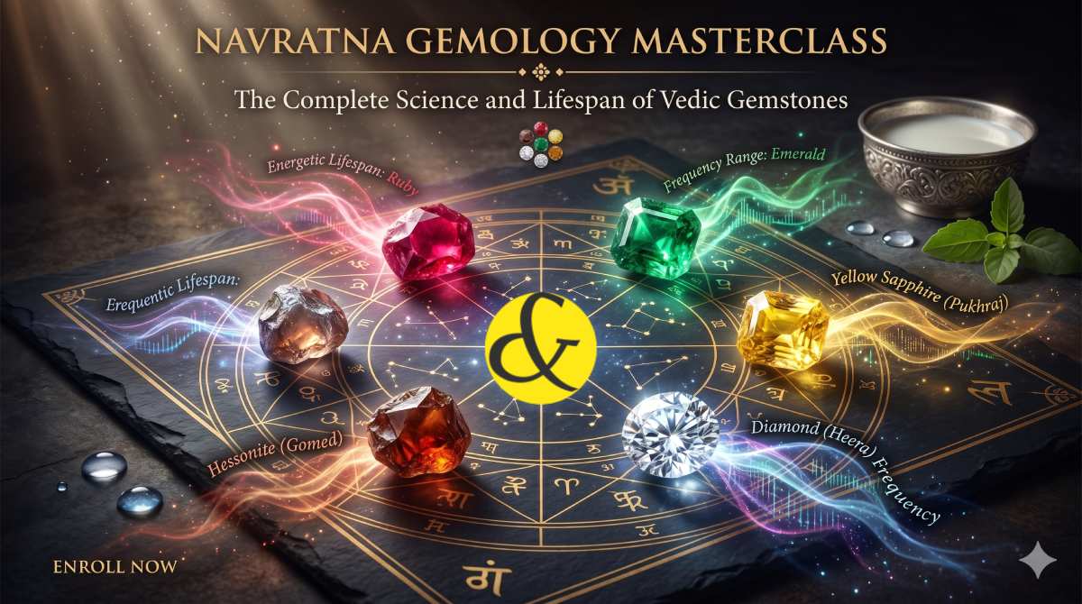 | A highly detailed infographic layout of 9 Vedic gemstones  |