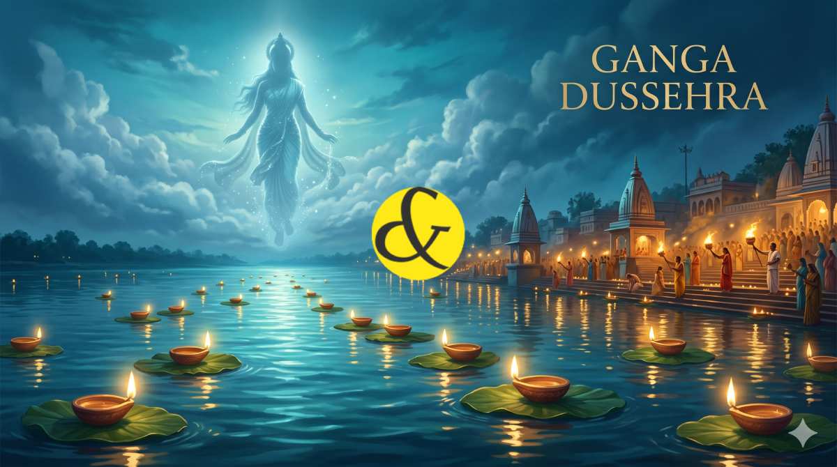 | Devotees offering prayers and floating glowing diyas on    |