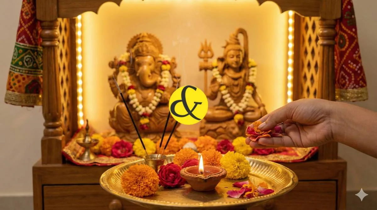 Devotee performing Hindu Puja rituals with correct etiquette.