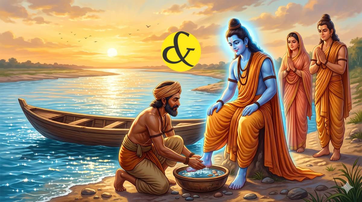 | Kevat Jayanti Lord Rama boatman Guhraj Nishad washing feet |