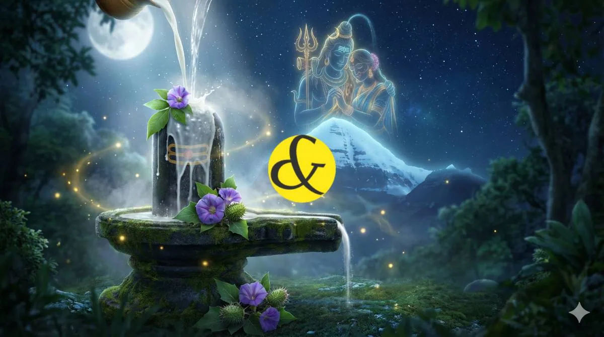 Devotees performing milk abhishek on Shivling during Mahashivratri.