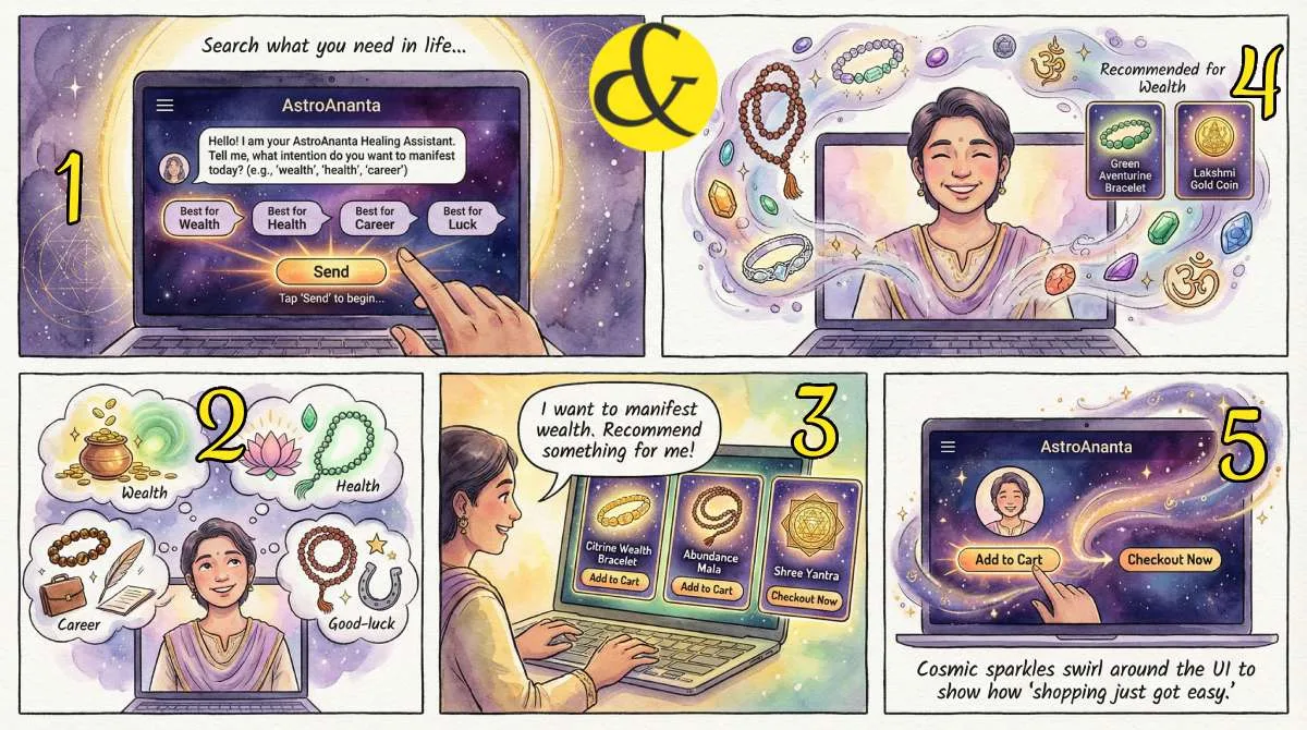 Tell us what you want to manifest today. Our AI connects you to the right crystals and remedies instantly.