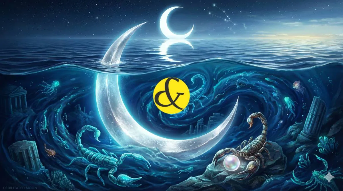 Artistic representation of Moon in Scorpio deep underwater.