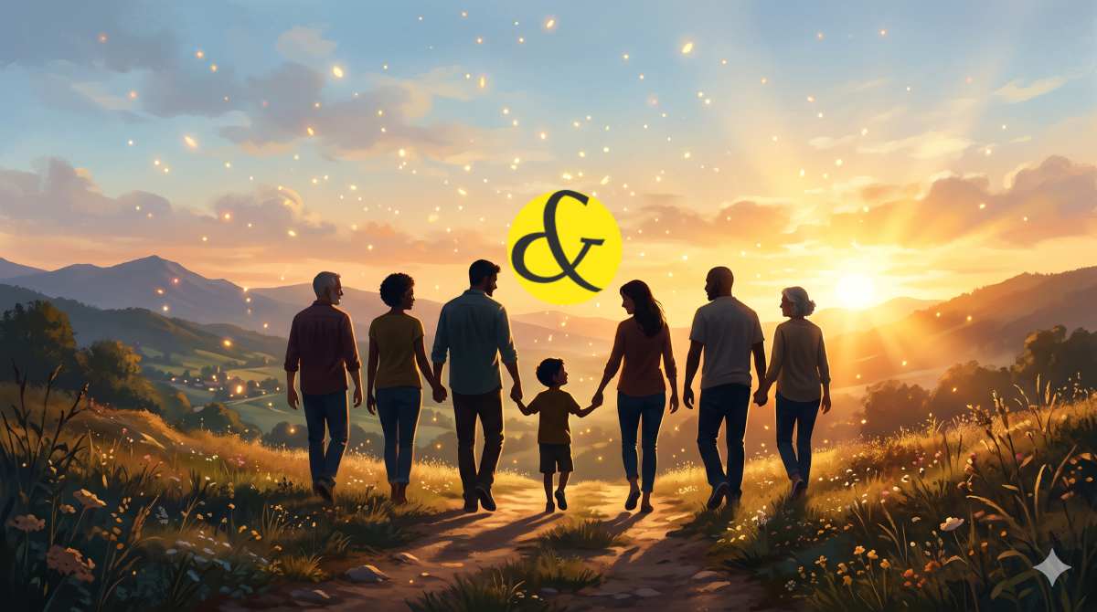 | A warm, uplifting illustration showing a child receiving   |