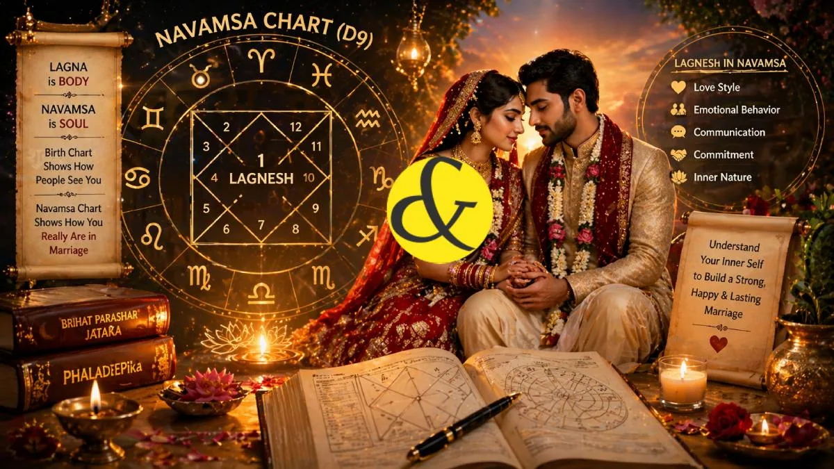 Navamsa chart lagnesh effects on marriage behavior hinglish astrology guide showing relationship traits based on D9 chart