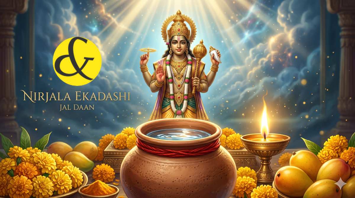| A glowing depiction of Lord Vishnu being worshipped with   |