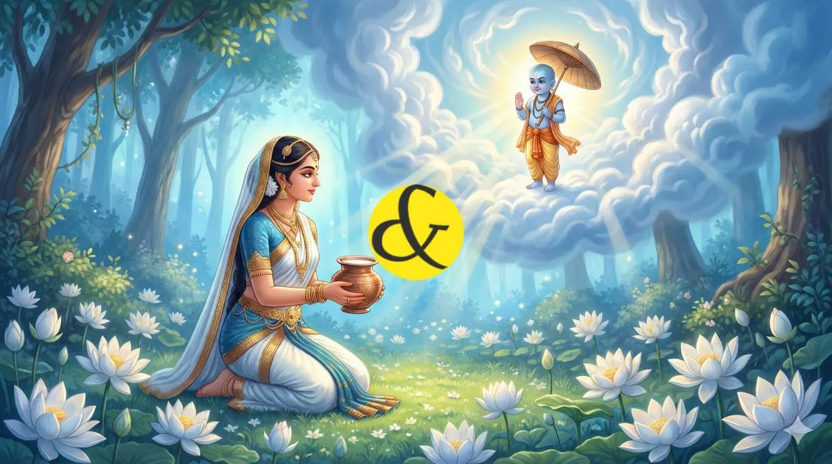 Goddess Aditi performing Payovrata worship for Lord Vishnu.