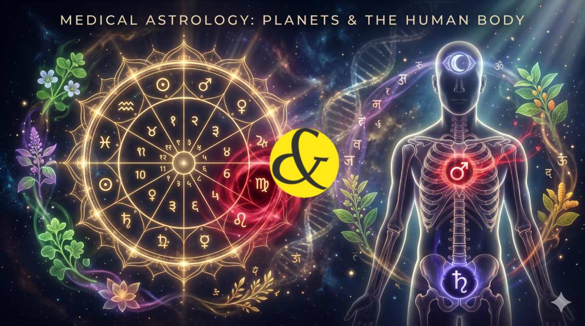| A glowing Vedic astrological chart with the 6th house      |
