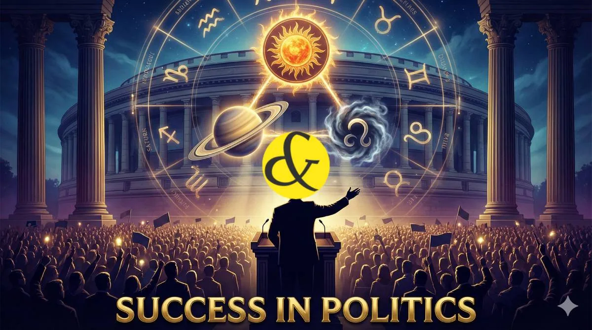 Astrological chart showing planets responsible for political success like Sun and Rahu.