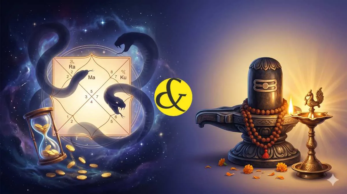 | Vedic astrology birth chart showing an afflicted 5th house |
