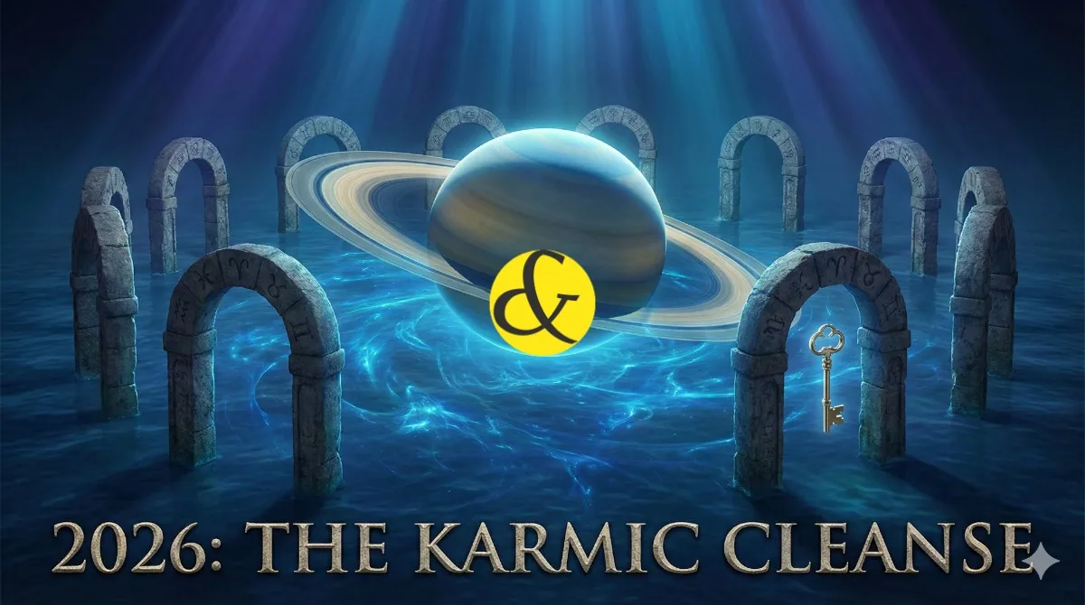 Saturn moving through Pisces representing the Karmic Cleansing of 2026.