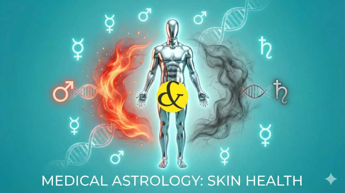 Astrological chart showing the impact of Mercury and Mars on human skin health.