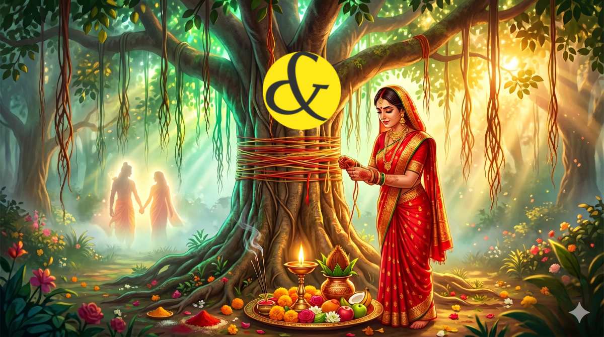 | Vat Savitri Vrat 2026 Indian woman worshipping banyan tree |