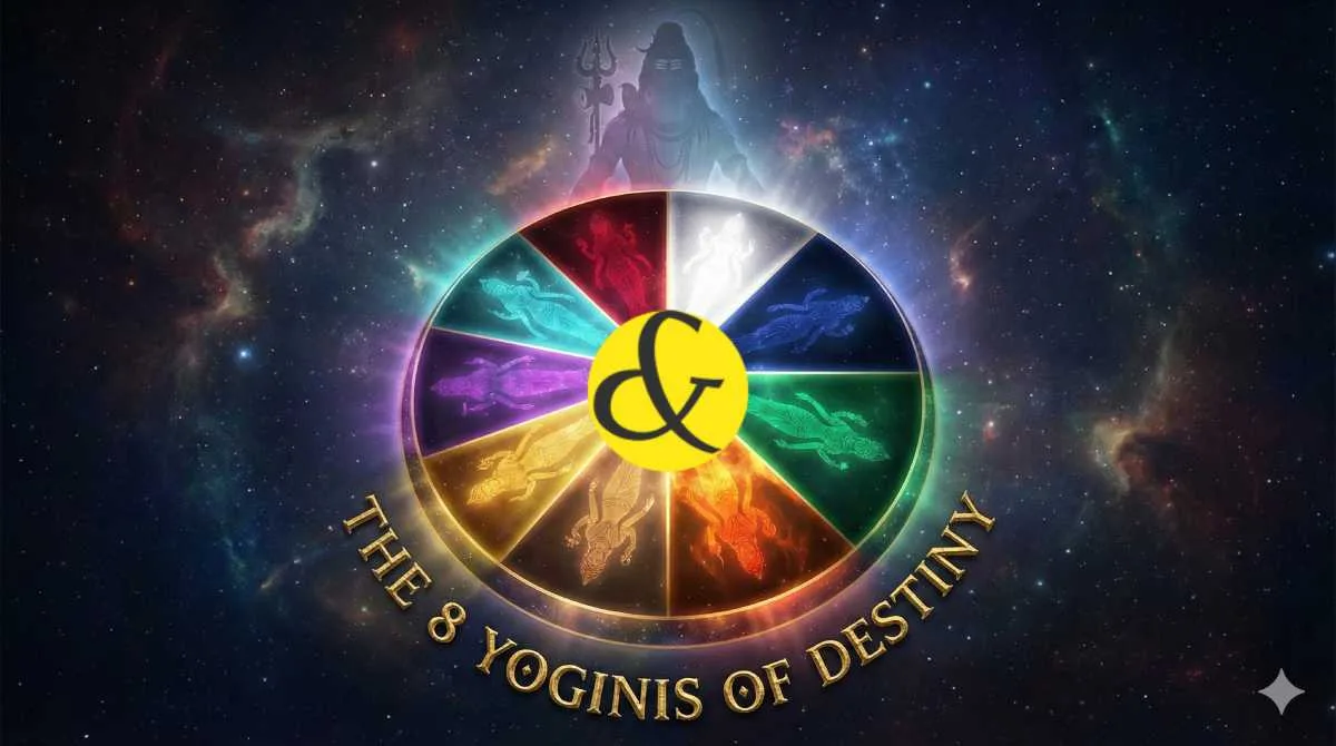 The Wheel of 8 Yoginis showing the planetary lords and their effects on human life.