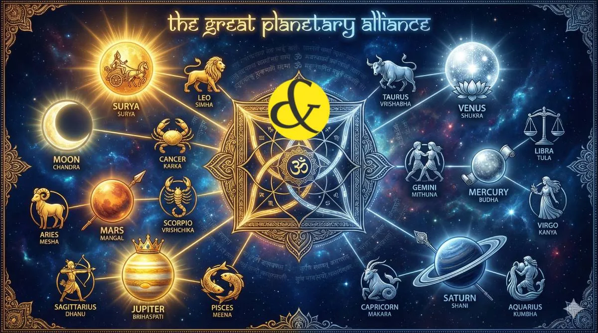 Chart showing Devta Gana vs Danav Gana planetary friendship in astrology.