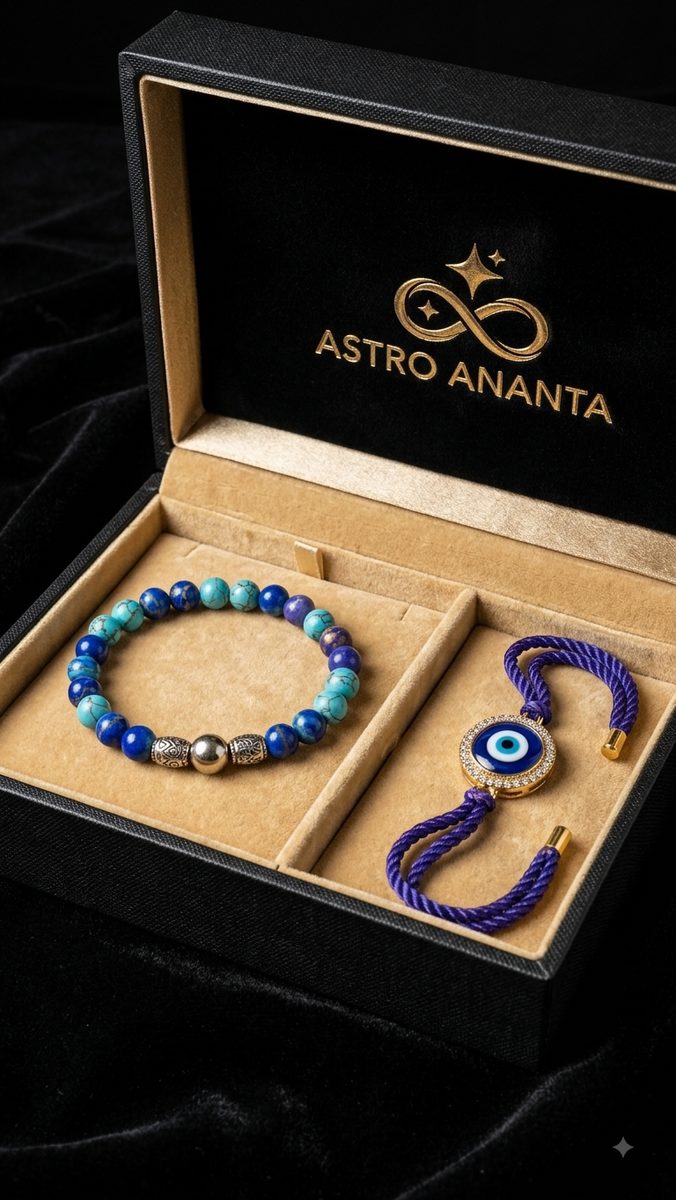 Turquoise Lapis Bracelet with Evil Eye Rakhi Gift Box
