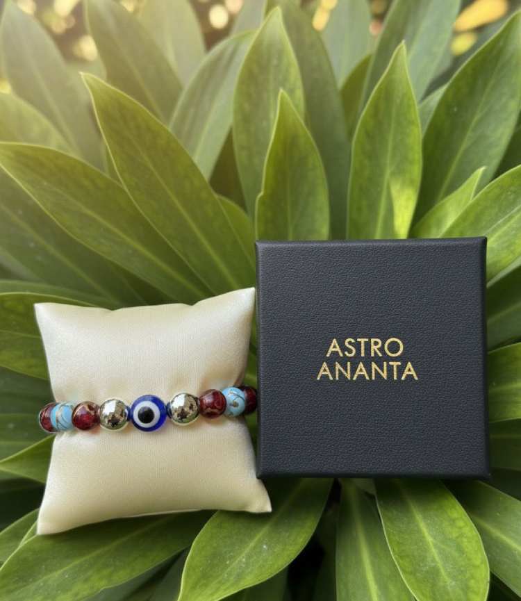 Multi-Stone & Evil Eye "Bhagya" Good Fortune & Protection Bracelet - Gallery Image 2