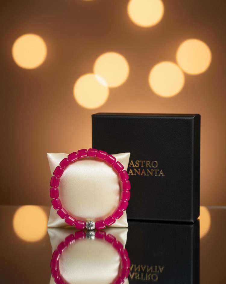 Pink Agate "Ananda" Joy & Vibrant Love Bracelet - Gallery Image 2