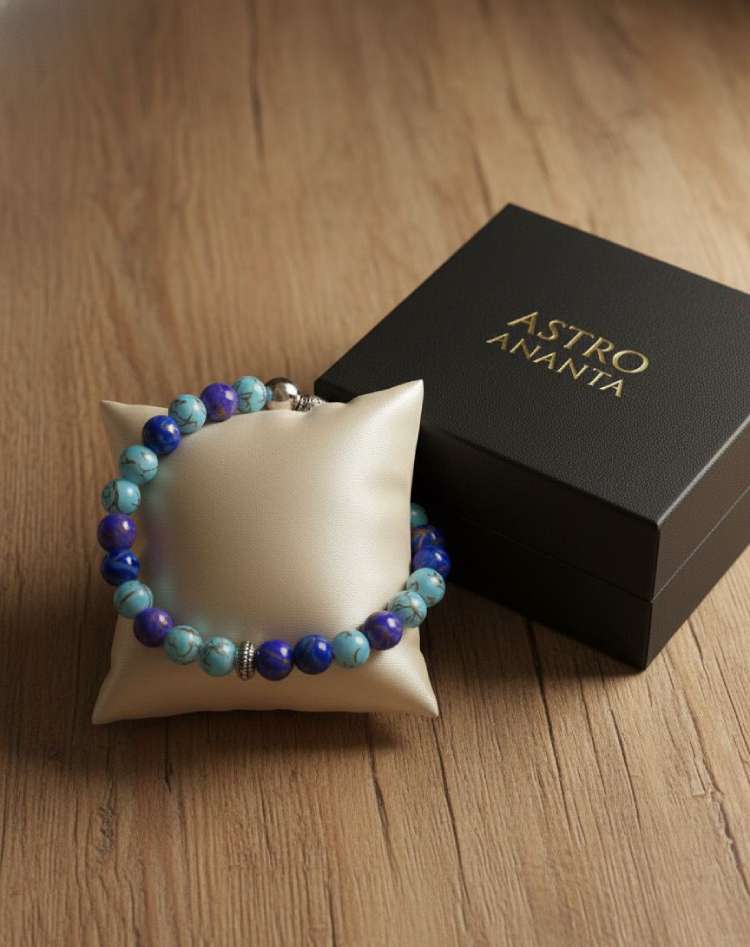 Dual Blue Jasper "Shanti" Peace & Wisdom Bracelet - Gallery Image 2