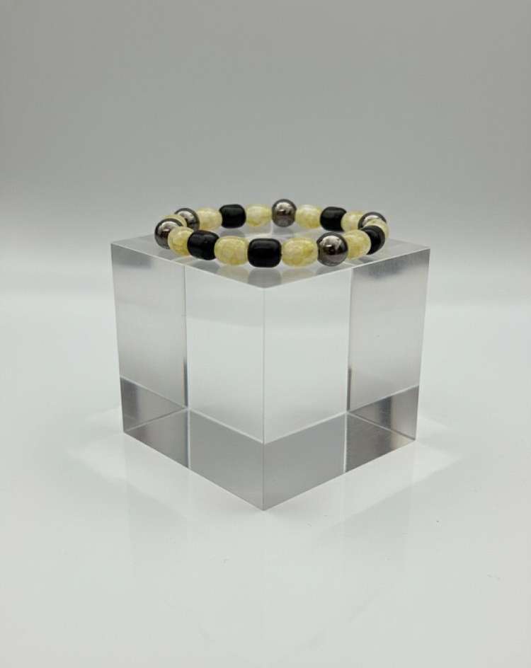 Yellow Quartz & Black Onyx "Samyam" Discipline & Protected Success Bracelet